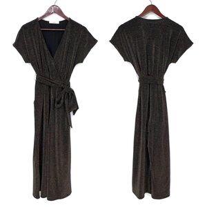 Live To Be Spoiled Retro Belted Jumpsuit Black With Purple Green & Gold Shimmer